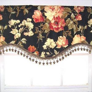 2-Floral Print Beaded Valances